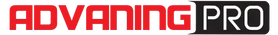 The logo for ADVANING PRO, featuring the brand name in bold red letters with a black outline, followed by 'PRO' in white text inside a black rounded square.